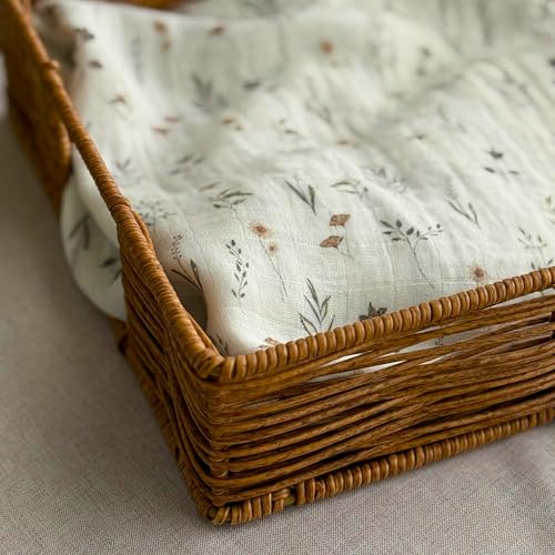 Image of Ultra-Soft Organic Muslin Swaddle Blankets - 70% Viscose from Bamboo & 30% Cotton, 2-Pack - Gentle, Breathable, Lightweight, Soft Muslin - 47 x 47 inch, Soft Baby Wraps (Baby Deer&Meadow Magic)