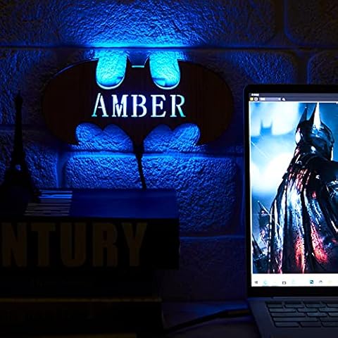 Lámpara de pared LED Superhéroe Batman con nombre personalizado Cover