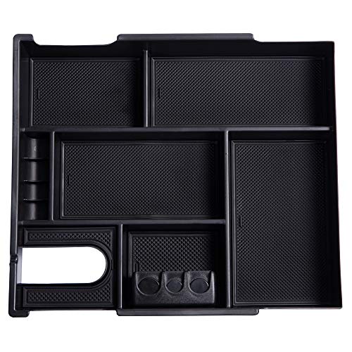 Jdmcar Center Console Organizer Compatible With 2014-2019 2020 2021 Toyota Tundra Accessories, Insert Abs Black Materials Tray, Armrest Secondary Storage Box - Full Tray #TOP6