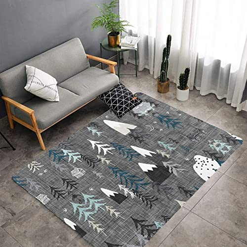 Image of Mountain Trees Area Rugs for Bedroom Rug pad 6'x9'/72"x108"/180x275cm, Non Slip Washable for Indoor,Large Floor Carpets Doormat Covering Living Room Bedroom