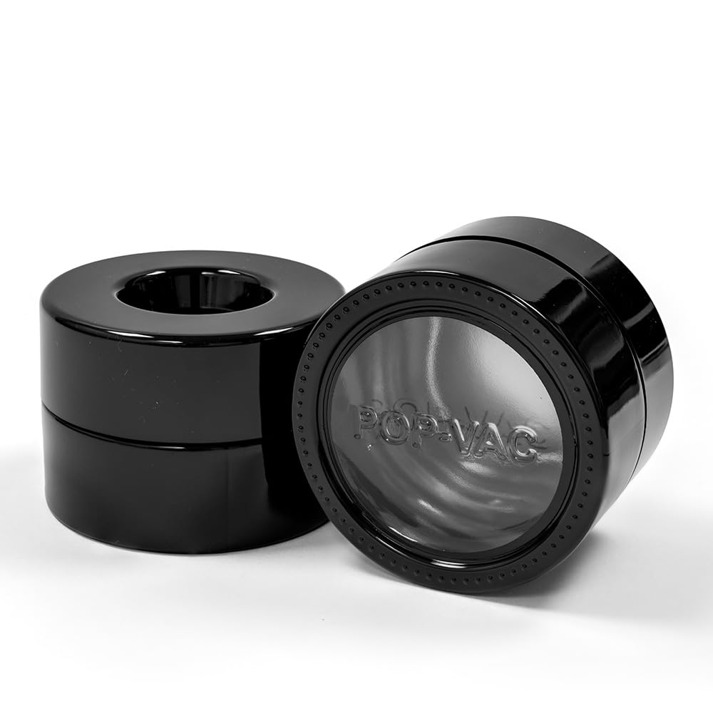 POP-VAC Jar 3.5 Window Glass Black Vacuum Sealed Glass Jar-2pcs