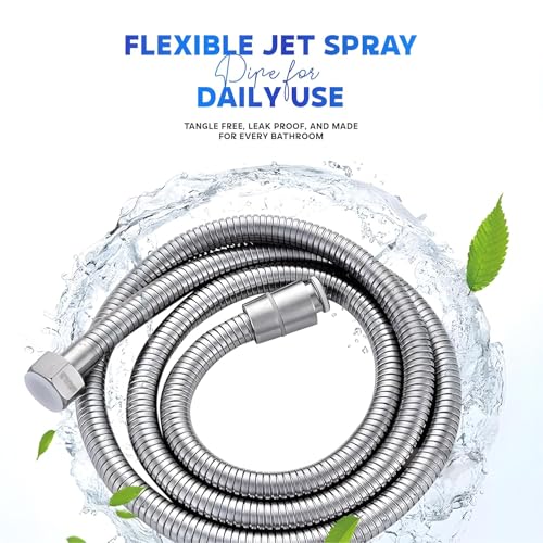 Image of Amazon Basics Premium SS 304 Stainless Steel Health Faucet Set Chrome Finish | Jet Spray Gun with Hose Pipe and Holder for Toilet | Bathroom Bidet Sprayer Kit