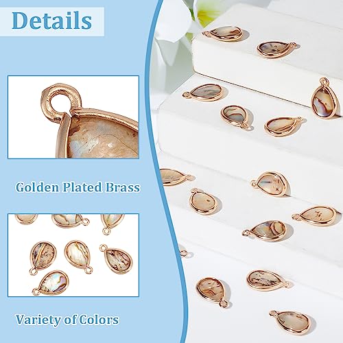 BENECREAT 16Pcs Abalone Shell Charms Natural Paua Shell Pendants Teardrop Abalone Jewelry Making with Brass Edging for Bracelet Earrings DIY Jewelry Making - Image 4