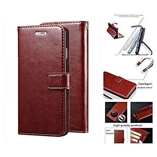 Image of ClickCase for Motorola Moto G05 Vintage Series Leather Wallet Flip Case Kick Stand with Magnetic Closure Flip Cover for Motorola Moto G05 (Executive Brown)