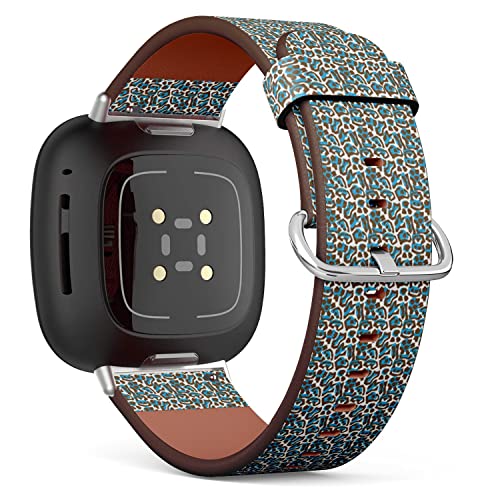 CJBROES Replacement Leather Watch Band, Compatible with Fitbit Versa 3 and Fitbit Sense of Wristband Bracelet Accessory - Leopard