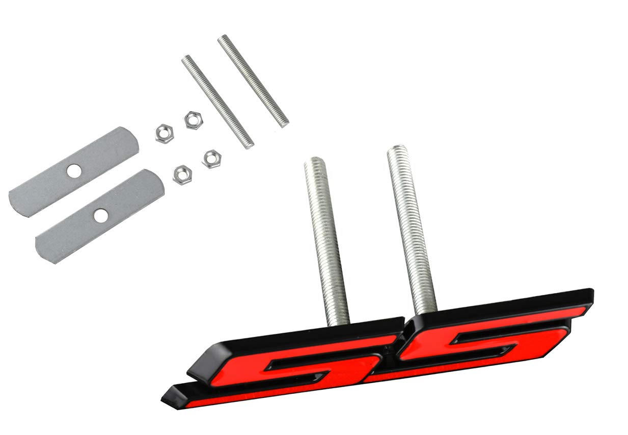1pc Metal Grille Ss Emblem 3D Badge Replacement for Camaro Ss Chevy Zl1 1Le Series (Black Red)
