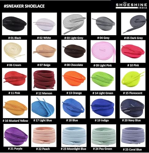 Image of SHOESHINE Sports & Sneakers Shoe Laces - 2 Pairs Set Flat Shoelace for Men & Women