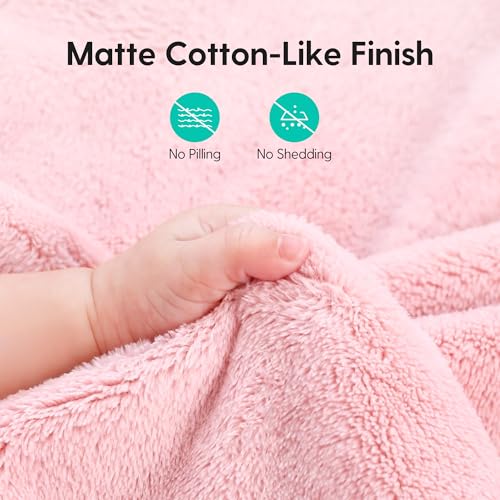Image of Baby Blanket for Girls and Boys, Soft Milky Plush Fleece Blankets, 50x50 Inch Large Square Baby Blanket for Newborns and Toddlers, Perfect Newborn Gifts, Pink