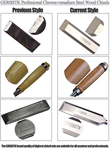 GREBSTK Professional Wood Chisel Tool Sets Sturdy Chrome Vanadium Steel Chisel Beech Handles Woodworking Tools, 4PCS, 1/4 inch,1/2 inch,3/4 inch,1 inch
