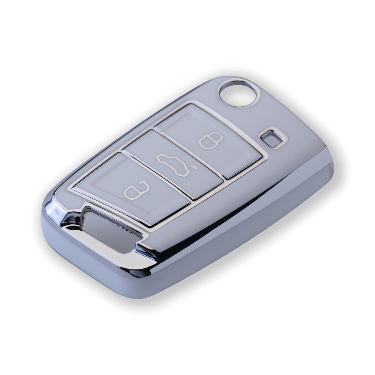 RUXYAXFOL TPU custodia per chiavi auto, adatta per VW Touareg Touran Seat Leon Fabia Ibiza Skoda Fabia Octavia Superb Polo Golf 7 Mk7 custodia chiavi auto, 2 pezzi, bianco argento