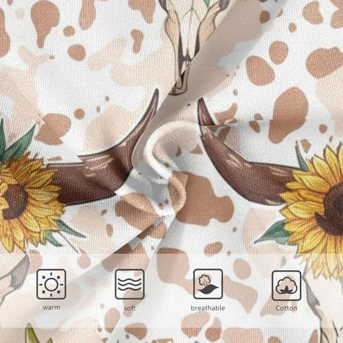 Cow Skulls Sunflowers Panties for Girl Toddler Underwear Floral Cotton Artistic Briefs Undies Kids 2t3