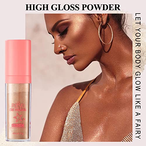 Dageda 3 Colors Body Glitter, Shimmer Face And Body Highlighter Powder, High Gloss Fairy Glitter Sparkle Powder Highlight Makeup For Hair Face Body Cosmetics With Bright Luster #TOP1
