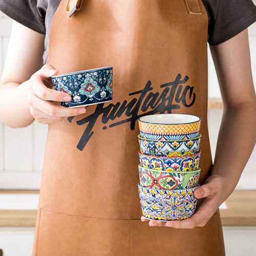 HENXFEN LEAD pirottini da soufflé in set di 6, set di piatti per creme brulee da 175 ml, pirottini colorati per deliziose carni speziate, ragù e budini - stile boemo - immagine 6