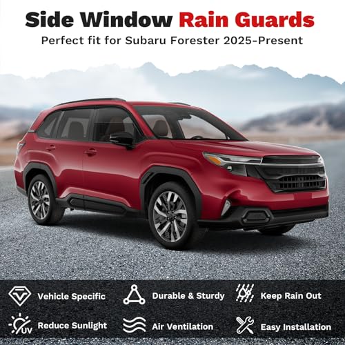 Image of Canvcle Forester Rain Guards - Window Visors for Subaru Forester 2025 2026, 6Pcs, Outside-Mount Tape-On Side Window Wind Deflectors for Forester Accessories, Vent Visors Shades Rainproof Black