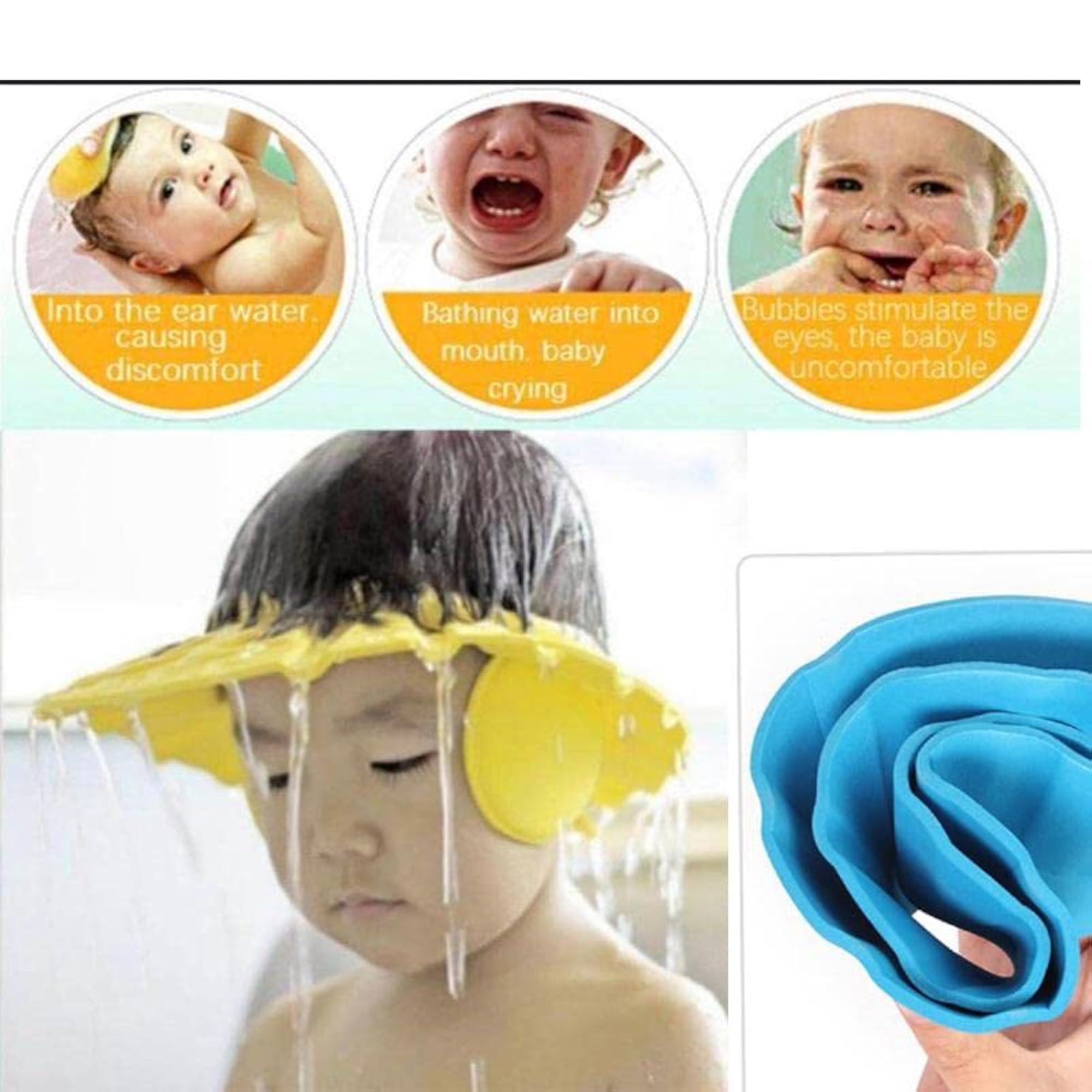 Tear-Free Baby Bath Cap, Waterproof Eye & Ear Protection