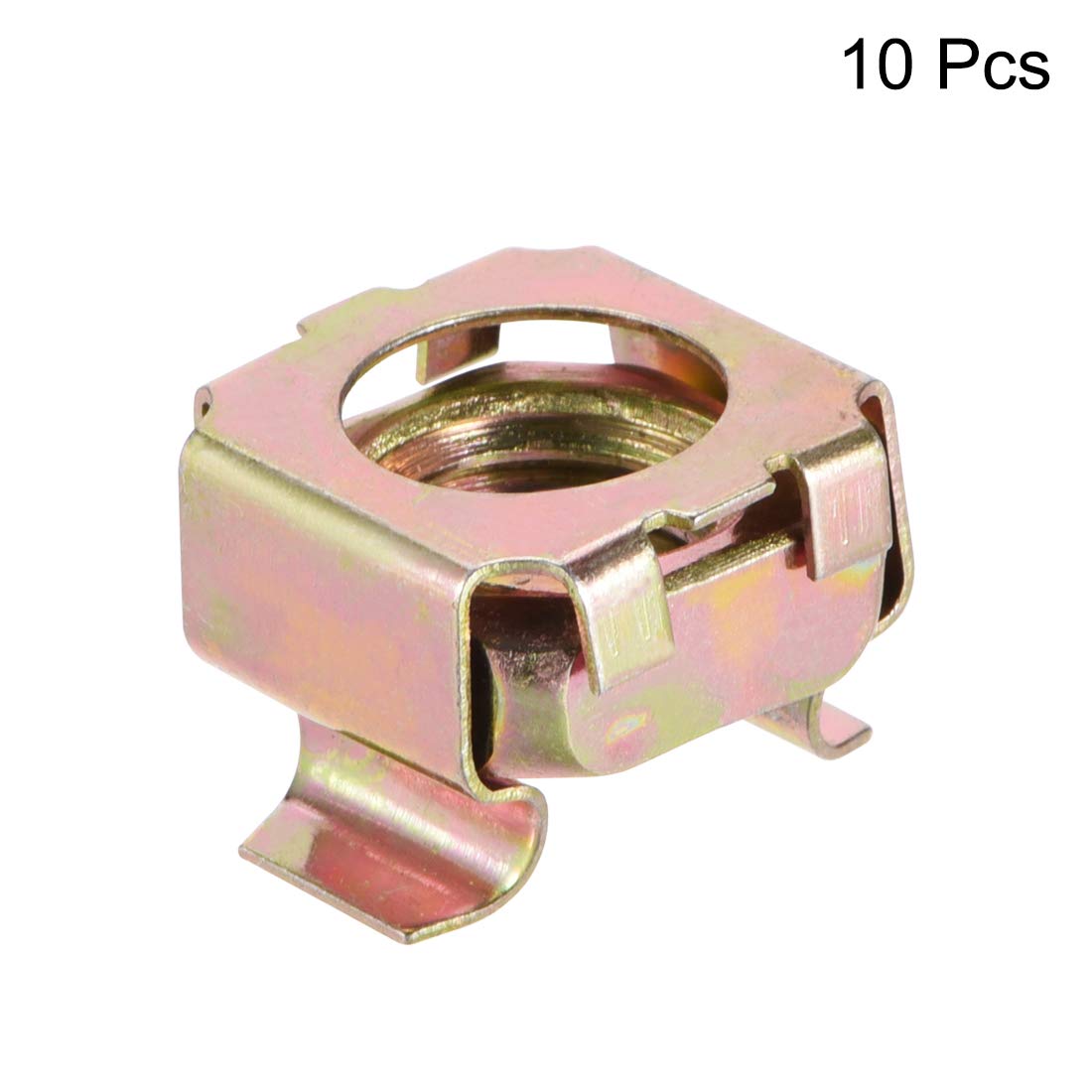 uxcell M10 Cage Nuts for Server Rack Cabinet, Carbon Steel Yellow Zinc Plated, Pack of 10