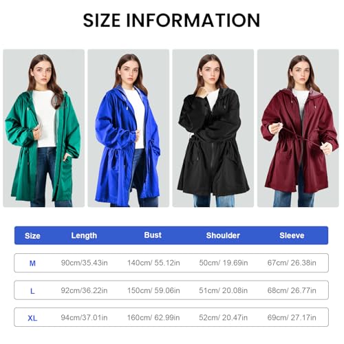 LAMA Women Plus Size Rain Jacket with Hooded, Lightweight, Waterproof Rain Coat with Big Pocket, Windproof Windbreaker Jacket2