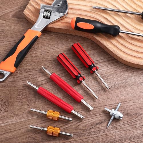 Image of Psyqtsuary Valve Core Removal Tool 7 PCS Valve Stem Removal Tool Kit, 4-Way Valves Stem Wrench Extractor Schrader Valves Removals Tools for Bicycle Car Trucks Tire Repair Installation