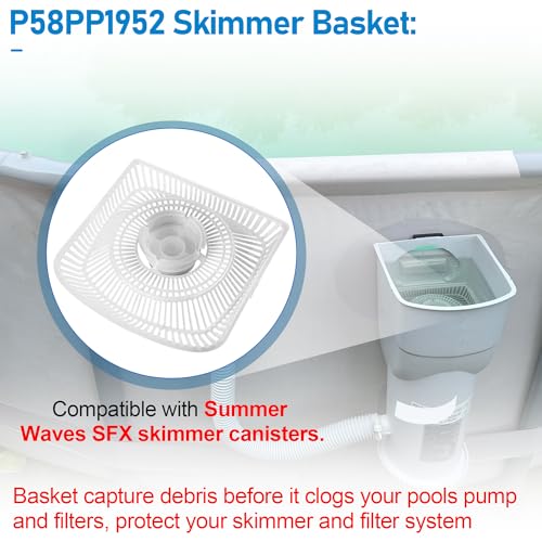 Image of P58PP1952 Pool Skimmer Strainer Basket Compatible with Summer Waves SFX Filter Pump, Above Ground Pool Skimmer Basket Replacement - for Summer Waves Pool Parts Swimming Pool Skimmer Filter Pump Net