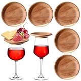 Mumufy 12 Pcs 4" Acacia Wood Wine Glass Charcuterie Topper Wine Glass Topper Charcuterie Plate Mini Charcuterie Board for Christmas Party Family Gatherings Bars Restaurants