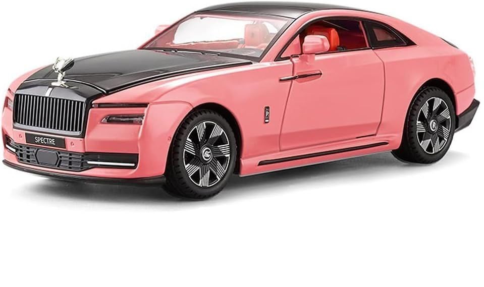 Image of 1:24 Rolls-Royce Spectre Diecast Metal Pull Back Car with 6 Openable Doors with Sound and Light Toy Decoration car Best Gift Toys for Kids (1.24 Rolls Royce Spectre - Pink)