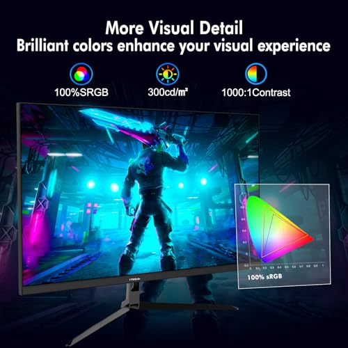 Image of FYHXele 32 inch 4K Gaming Monitor, UHD Fast IPS Panel 144Hz Monitor, Computer Monitor Support FreeSync, HDR400, 1ms, 100% sRGB, with DP, Type-C, HDMI2.0 /2.1, USB Hub, Support Wall-Black