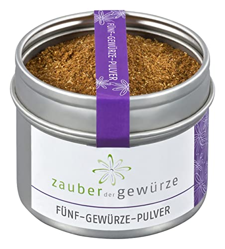 Zauber der Gewürze Fünf Gewürze Pulver, chinesische Gewürzmischung ohne Zusatzstoffe zum Marinieren von Fleisch, Geflügel & Fisch, für Saucen, Top-Qualität in wiederverschließbarer Aroma-Dose, 45 g