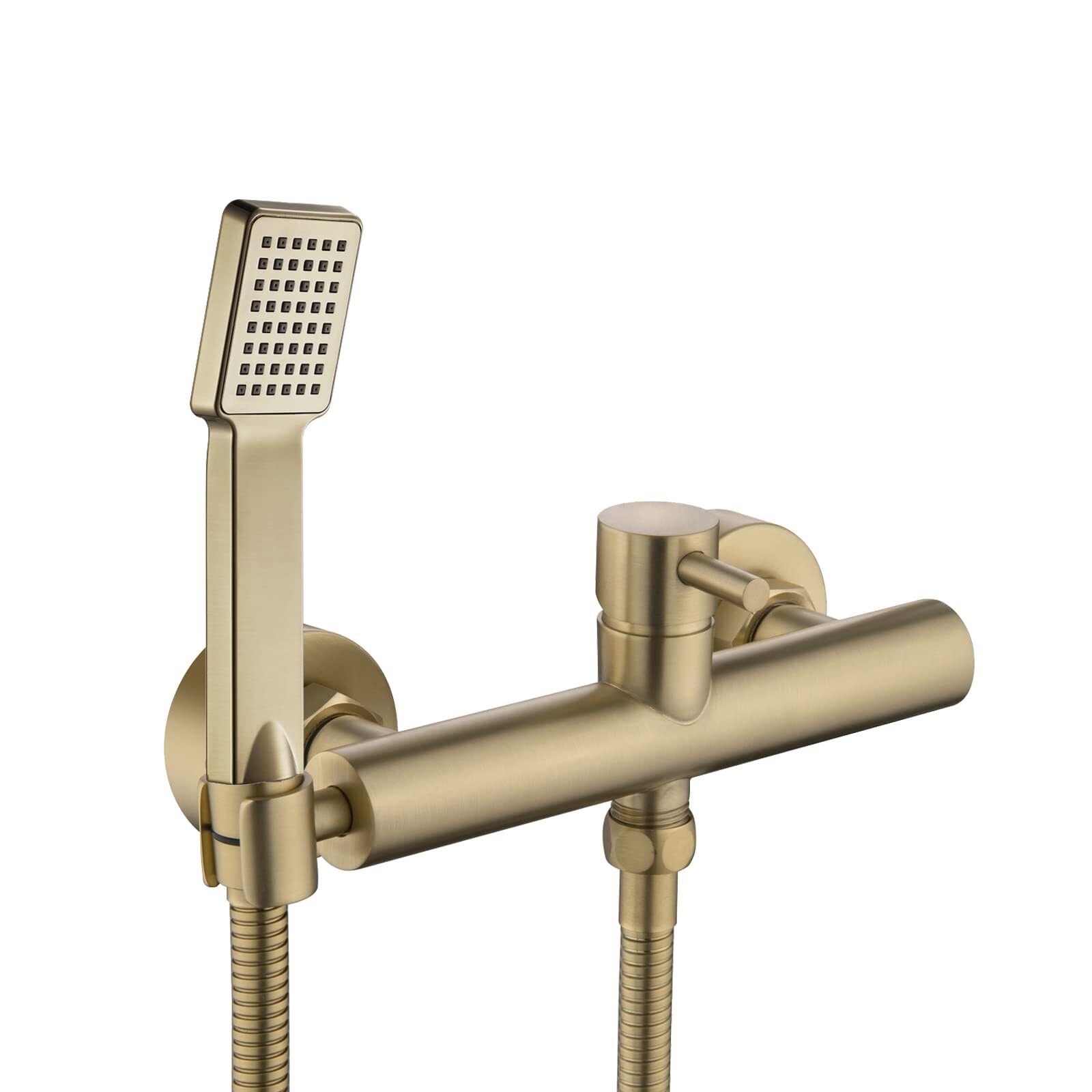 Ręczny bidet natryskowy do toalety, mosiężny spryskiwacz do pieluch dla niemowląt, kran z ciepłą i zimną wodą z wężem, mycie kobiece, czyszczenie zwierząt,Brushed Gold