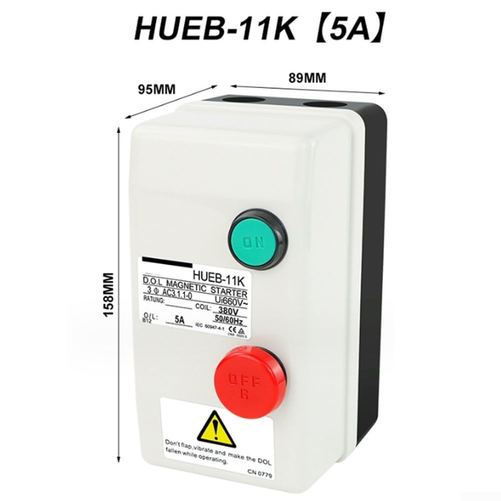 Adecuadamente protegido: el arrancador magnético de motor eléctrico de 3 fases viene equipado con protecciones de sobrecarga integradas a 380 V (3.5-5 A)