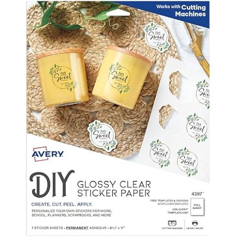 Avery Printable Sticker Paper, Glossy Clear Cover