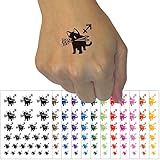Astrological Cat Sagittarius Horoscope Zodiac Sign Temporary Tattoo Water Resistant Fake Body Art Set Collection - Yellow (One Sheet)