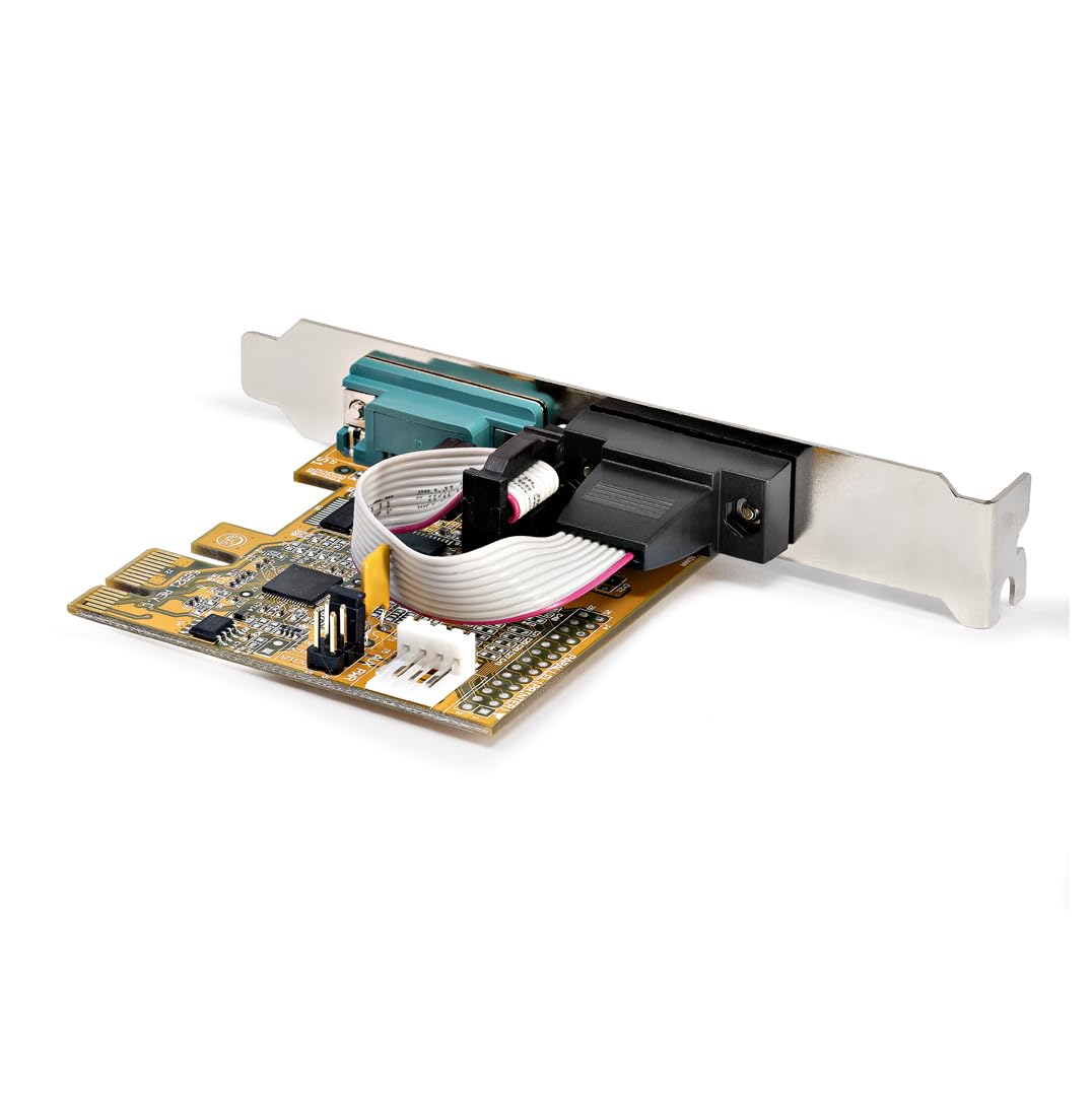 StarTech.com Carte Série PCI Express à 2 Ports - Carte d'Extension PCIe à RS232/DB9 - Adaptateur PCIe, UART 16C1050, Supports Standard ou Profil Bas - Rétention COM, Win/Linux (21050-PC-SERIAL-LP)