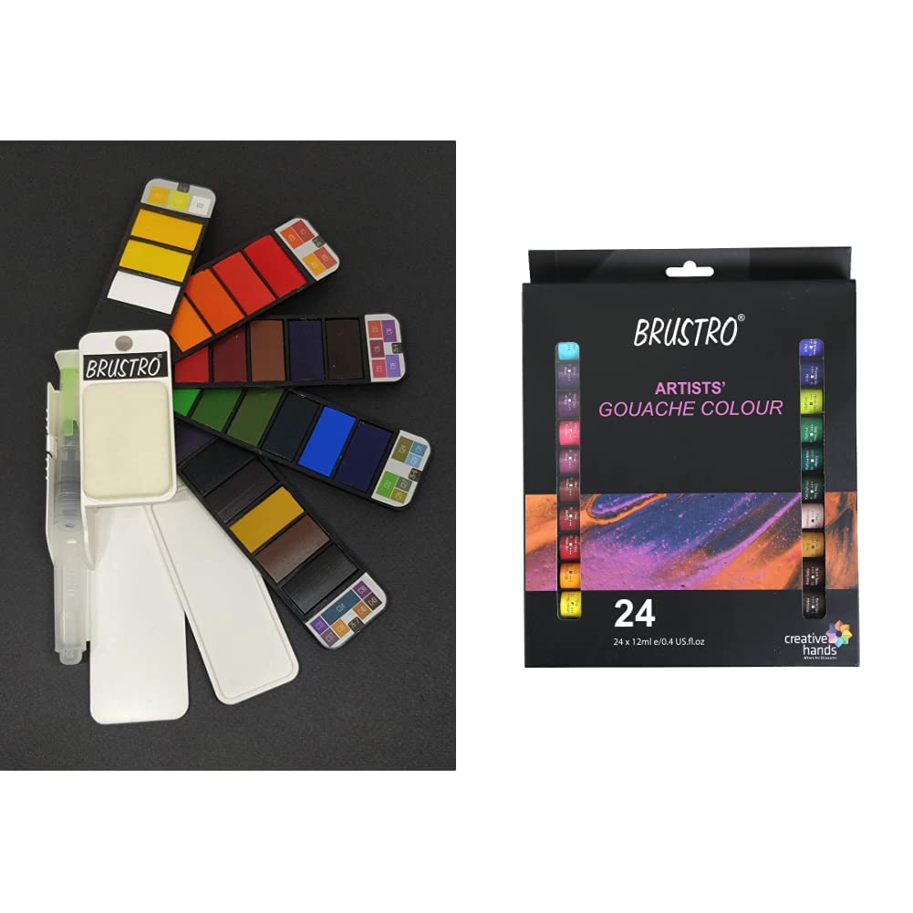 Brustro Artists Watercolour Pan Set of 25 & Brustro Artists Gouache
