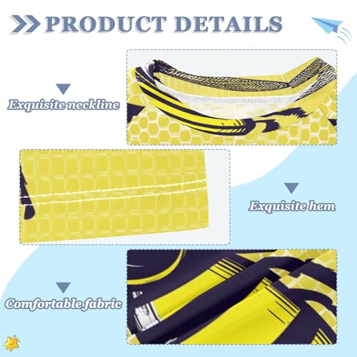 Boys Short Sleeve T-Shirts Bees Insect Funny Yellow Rashguard Kids Swim Shirts Sun UPF 50+3