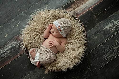 Matissa Newborn Baby Girl/Boy Crochet Knit Costume Photo Photography Prop Hats Outfits (cream), Multicolour - Image 3