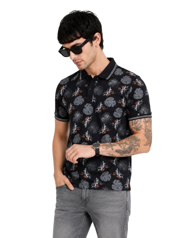 Mr Rabby Men's Printed Polo T-Shirt | Cotton Blend | Half Sleeve Polo Collar | Regular Fit Casual T-Shirt for Men | Soft & Breathable Everyday Wear-picture-18