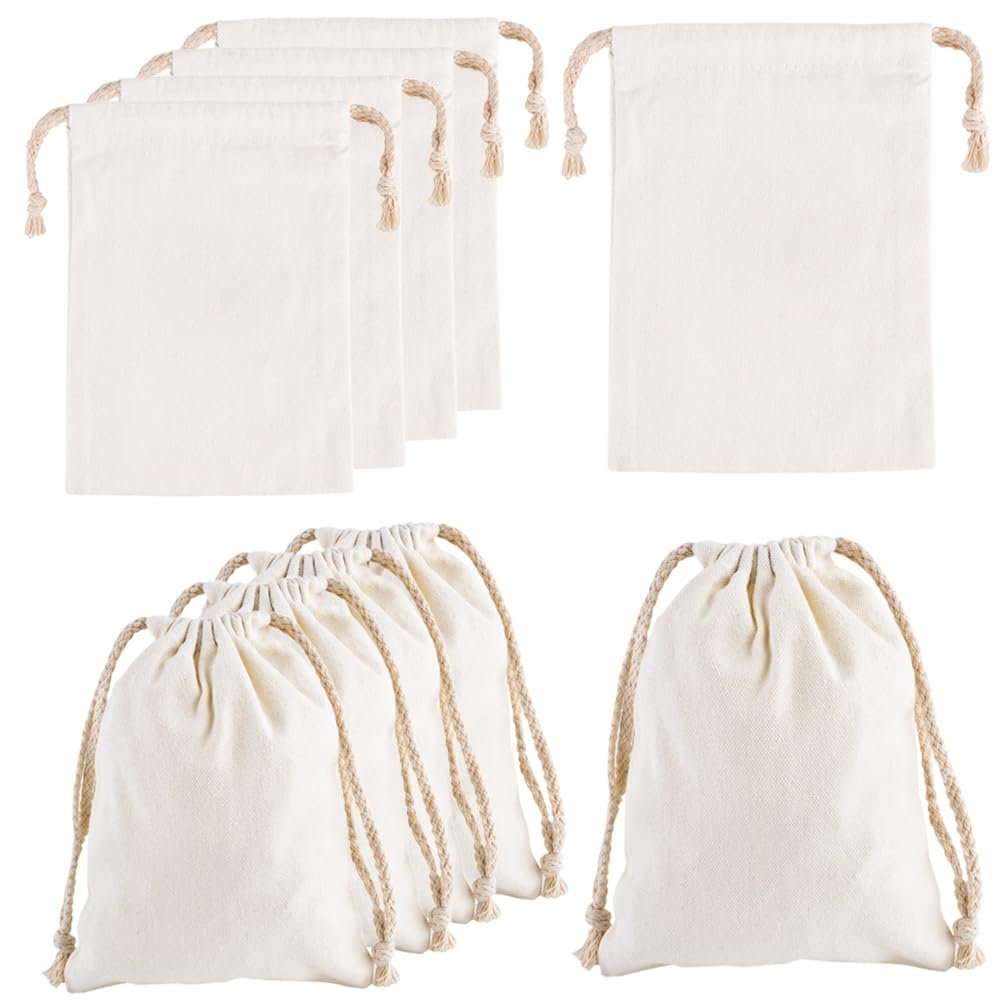 MAOOY 20 Stück Baumwollstoffbeutel (20x30cm), Kordelzugsäckchen zum Befüllen für Geschenke, Ostern, Hochzeit