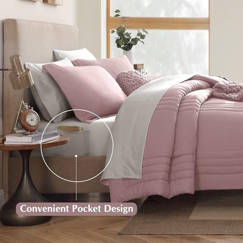 Image of Monbix Queen Comforter Set - 7 Pieces Zephyr Bed in a Bag Queen Bedding Sets with Comforters, All Seasons Comforter Bed Set with Sheets, Pillowcases & Shams