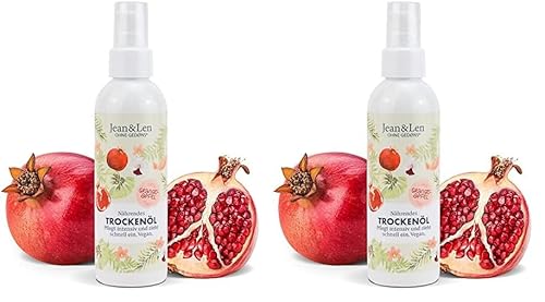 Jean & Len Nährendes Trockenöl Granatapfel, für den Körper und das Gesicht, pflegt intensiv & zieht schnell ein, auch für die Haarspitzen geeignet, Hautöl, ohne Parabene & Silikone, vegan, 100 ml