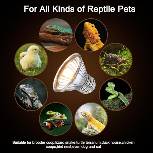 SIYOMG 4 Stück - Reptilien Terrarium Wärmelampe, Sonnenbad Reptil Lampe, 50W E27 UVA UVB Halogen Schildkröten Wärmelampe, Terrarium Lampe Wärmelampe Birne für Reptilien