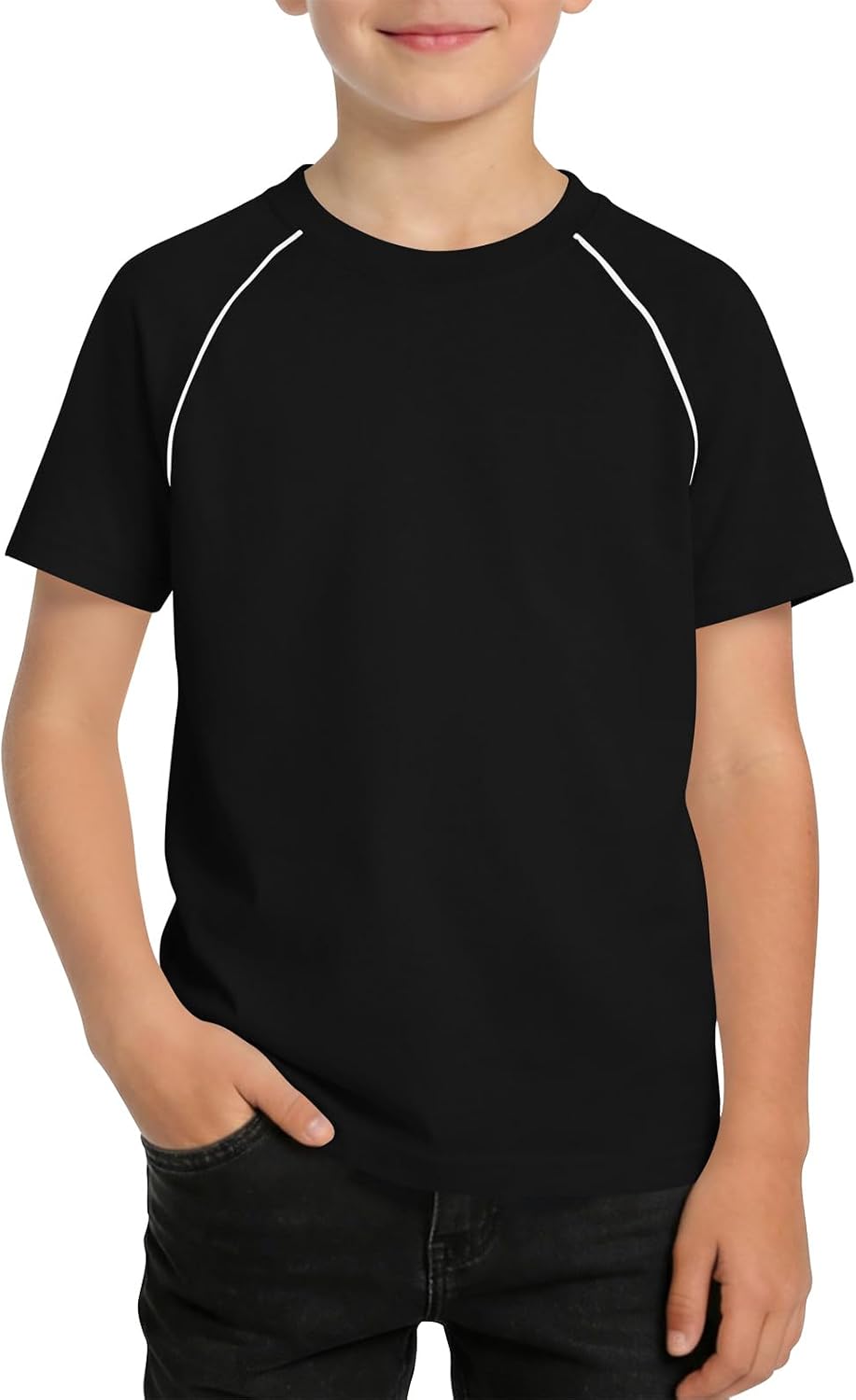 Haloumoning Boys Short Sleeve Raglan T-Shirts Kids Summer Crewneck Basic Tees Casual Tops 5-14 Years