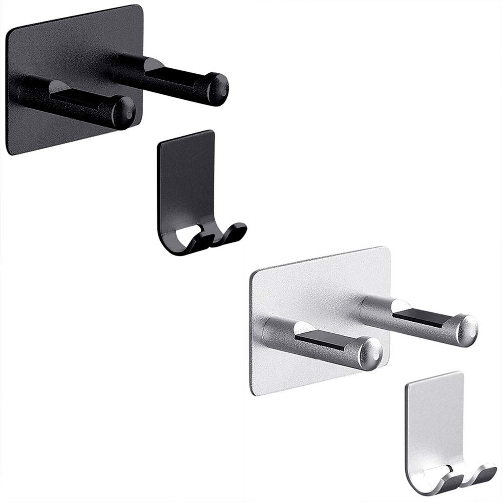TopHomer Soporte para secador de pelo sin punzones, soporte de pared para secador de pelo, soporte simple de aluminio para baño, dormitorio, baño, barbería-plata+negro