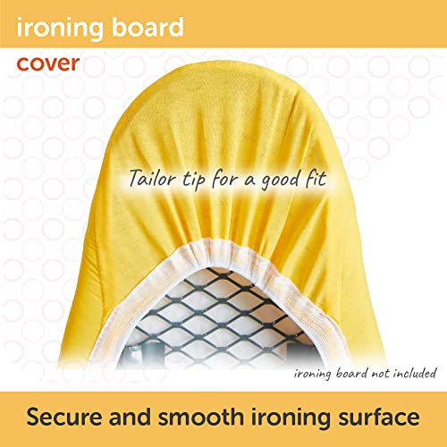 Image of oliso Ironing Board Cover and Pad - 100% Cotton - Standard 15 x 54 | Yellow, 5mm Thick Felt, Scorch Resistant, Wide Elastic Edge, Adjustable Straps, Heat Reflective