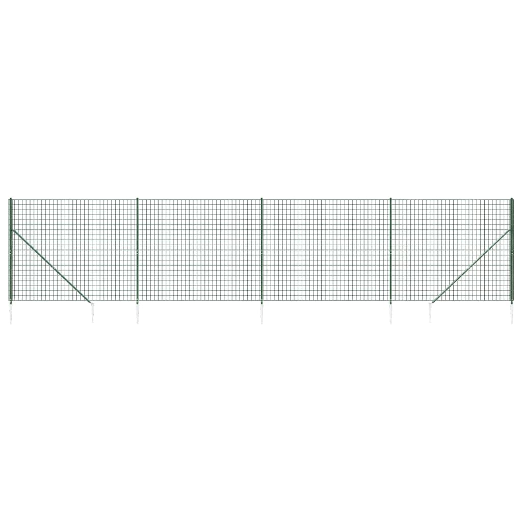 Green Galvanised Wire Mesh Fence Roll 2.2x10m with Spike Anchors PVC Coated Steel Garden Barrier for Animal Enclosure and Property Security