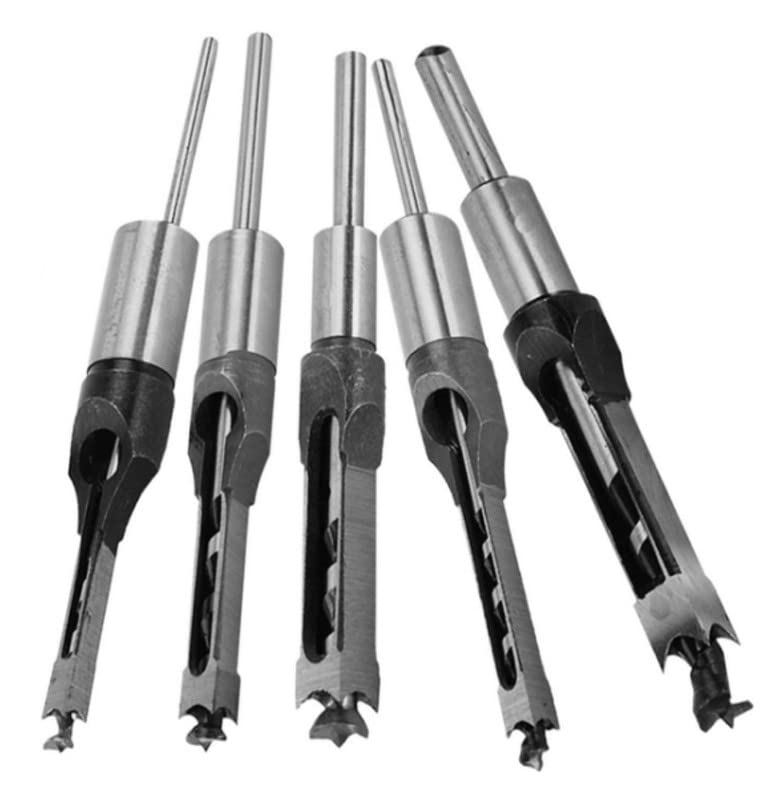 5Pcs Woodworking Square Hole Mortise Chisel Drill Bit Set Tool Wood Drill Bits Hole Cutter