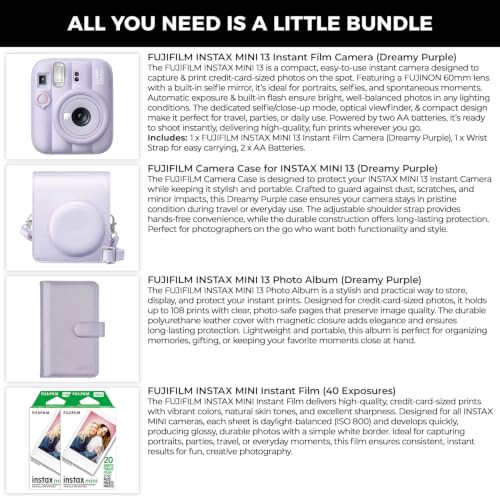 FUJIFILM Instax Mini 13 Instant Camera, Dreamy Purple, Film & Case Bundle - image 3