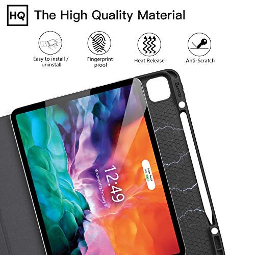 ZtotopCase Custodia per iPad PRO 12,9 Pollici 2020, Ultra Smart Cover Case con Pencil Holder, Funzione Auto accensione/spegnimento, Supporta la Carica di iPad Pencil per iPad PRO 12,9 4th Gen - Nero