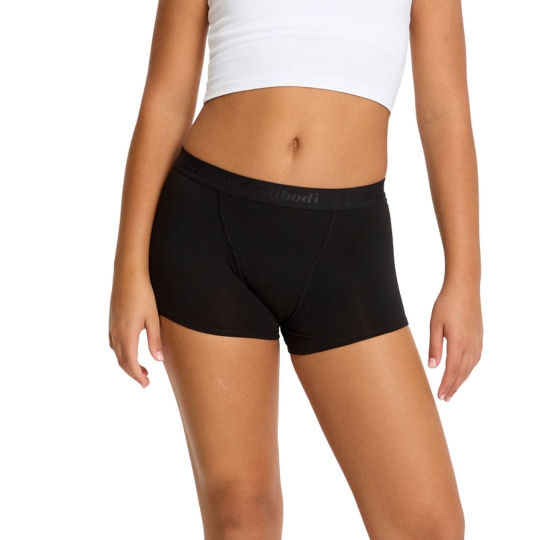 Modibodi Culotte Menstrual Niña Adolescente Flujo Medio Absorción 30ml Antifugas Reutilizable Ropa Interior Periodo Cómoda Transpirable Negro
