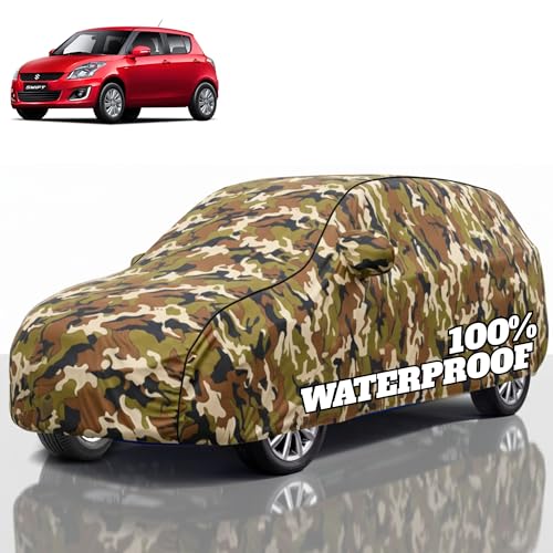 Image of Premium Polyester Car Cover Swift All-Weather Protection from Rain, Dust & Sun | UV Resistant Fabric | Full Body Secure Fit for Outdoor & Indoor Parking Jungle