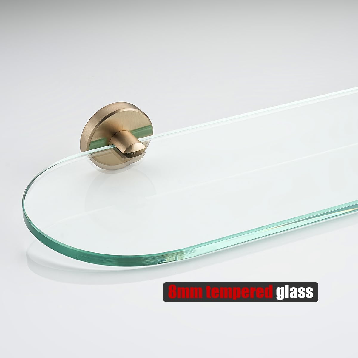 JQK Bathroom Glass Shelf, Tempered Glass Shower Storage 20 by 5 inches, 304 Stainless Steel Champagne Bronze Wall Mount, TGS121L20-CB